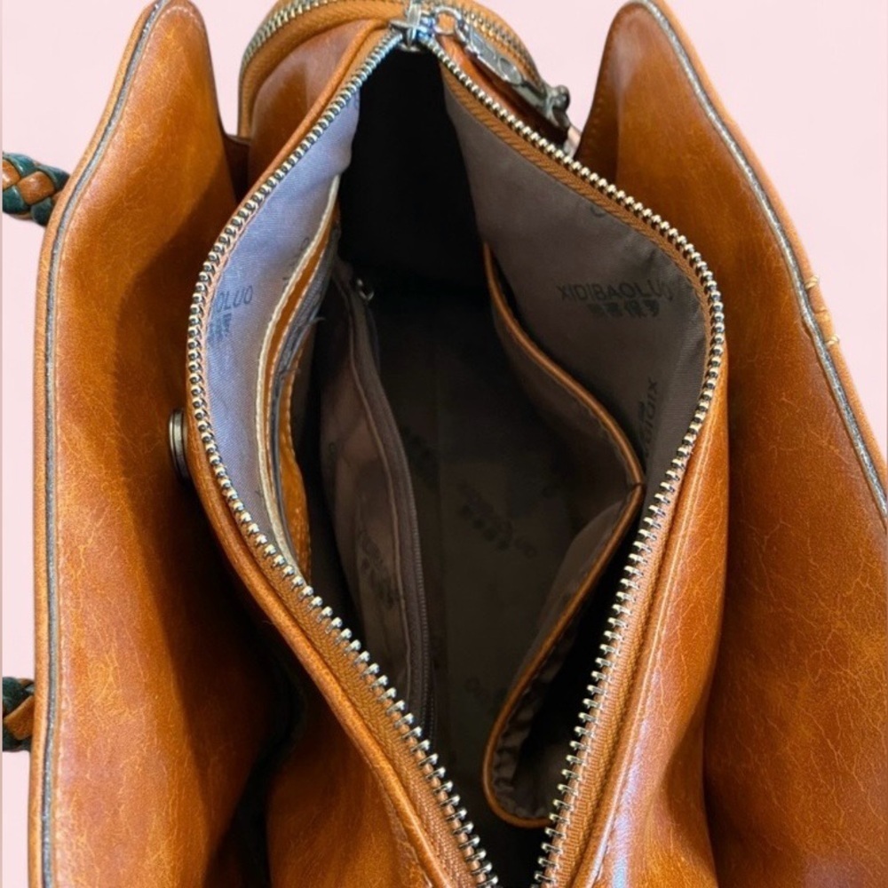 Closet Rituals Genuine Leather Satchel Handbag W/ Braided Handles NEW WITH TAGS - Picture 6 of 7